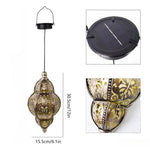 lampe suspendue dorée ornements floraux ajourée artisanale recharge solaireextérieur traditionnelle