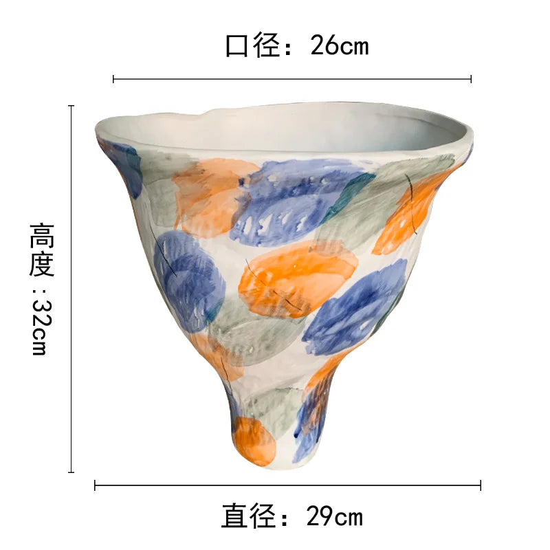vase contemporain marbré abstrait couleur blanc noir orange vert bleu decoration intérieure table