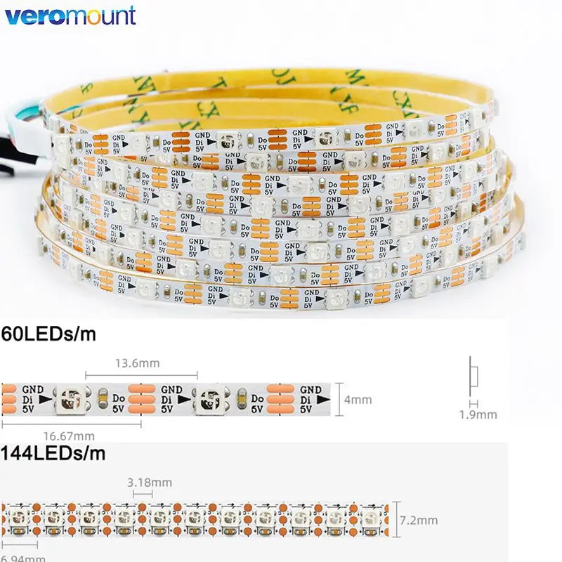 ruban led flexible smd multicolore 60leds 144leds adhésif moderne full magic color