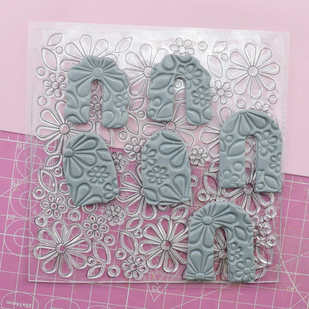 feuilles texturées florales motifs été argile résine plaque siliconée artisanat bijouterie