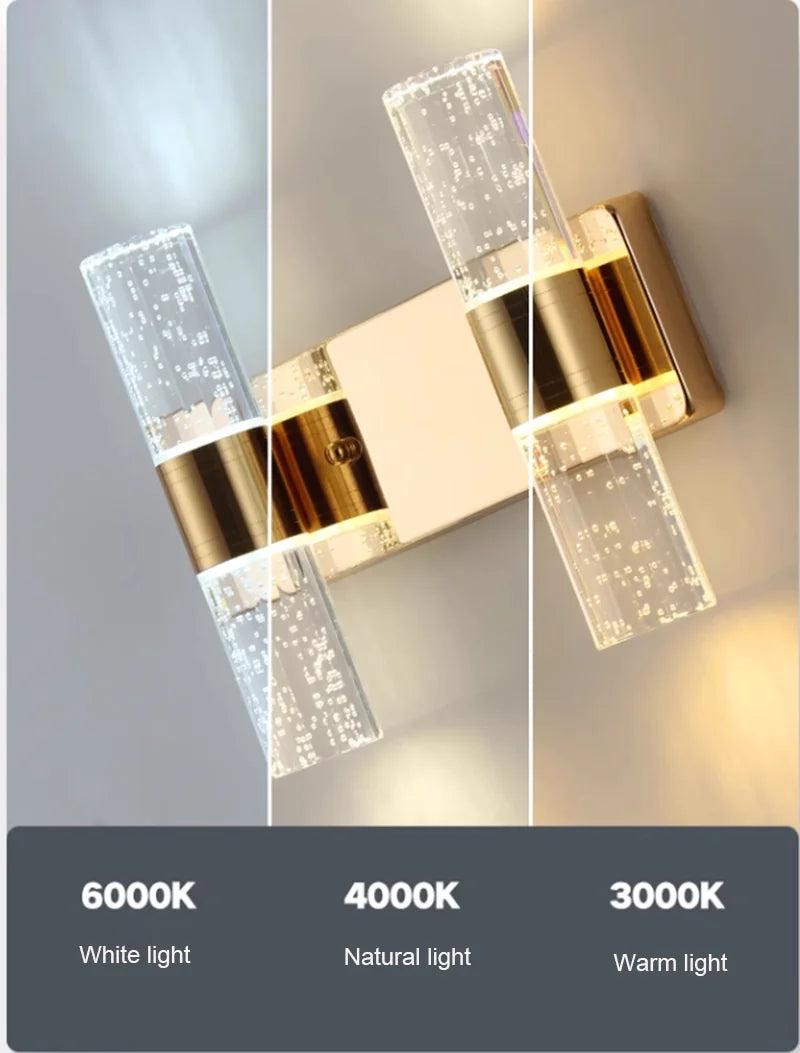 lampe murale contemporaine dorée transparente led moderne chambre salon decorationintérieur