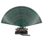 éventails pliants traditionnels motifs floraux rouge bleu violet noir vert marron étuis rangement clips