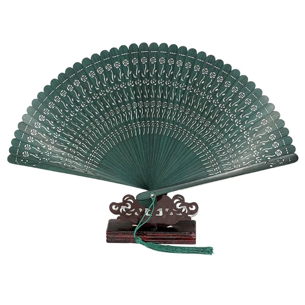 éventails pliants traditionnels motifs floraux rouge bleu violet noir vert marron étuis rangement clips