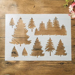 sticker doré arbres stylisés minimaliste pochoir bricolage scrapbook décoration murale peinture coloration gaufrage opaque