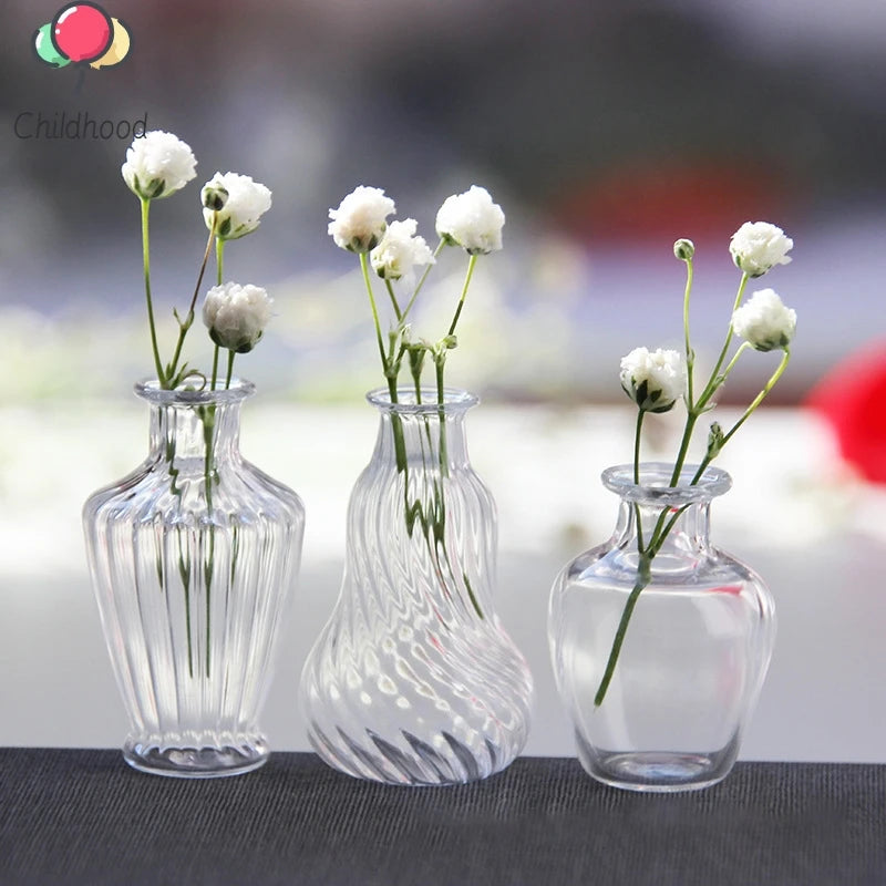 vases verre transparent rayures verticales moderne décoration intérieure accessoires maison poupées éléments vintage sophistiqués