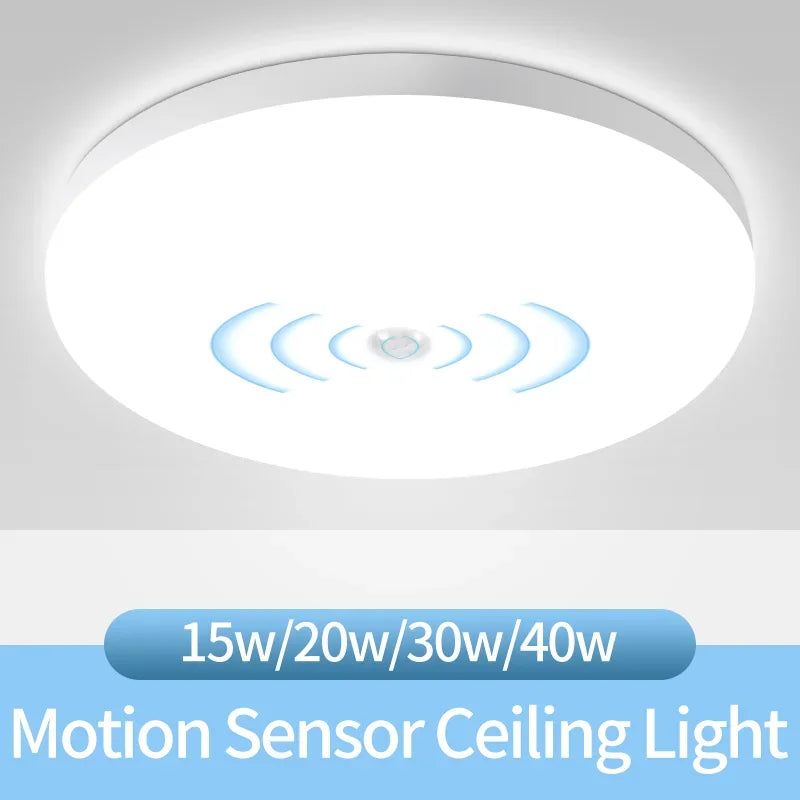 luminaire plafonnier led blanc rond detecteur mouvement couloir garage escalier