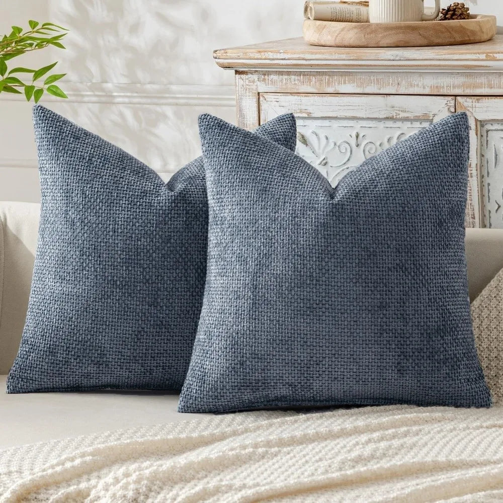 taies d'oreiller polyester bleu marine beige gris contemporaines coussins paquet