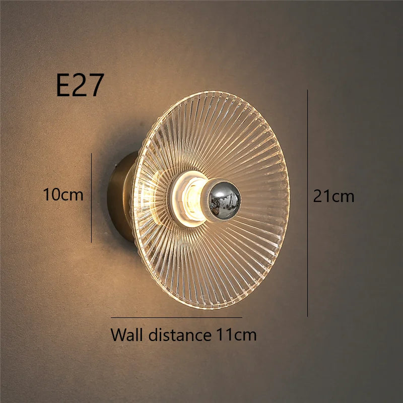 lampe murale moderne transparente dorée rayures fines ampoule led éclairage quotidien fixation élégant flux