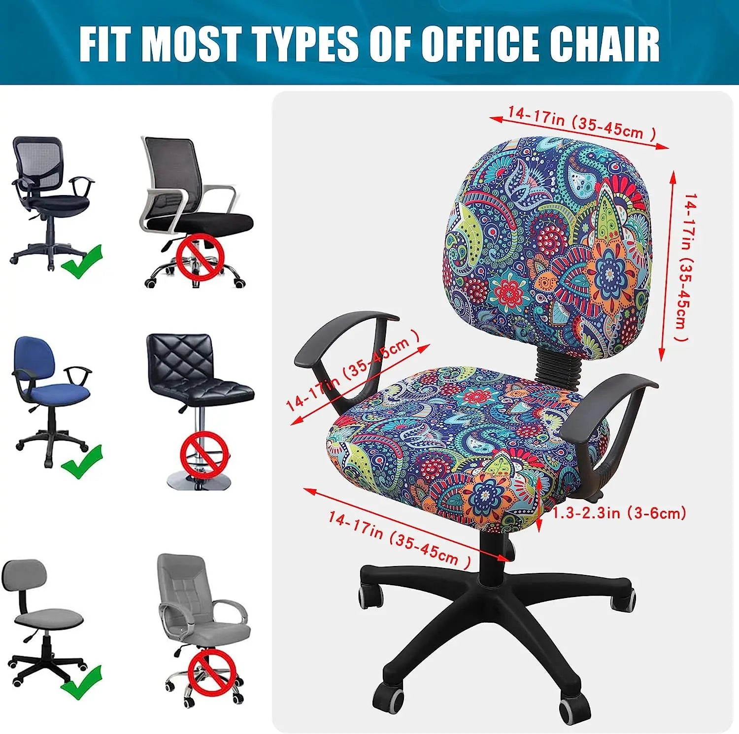 Housse de dossier et de siège de bureau lavable en style pastoral