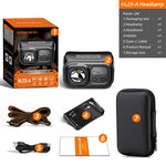 lampe frontale led rechargeable ip44 noir orange rayures moderne camping