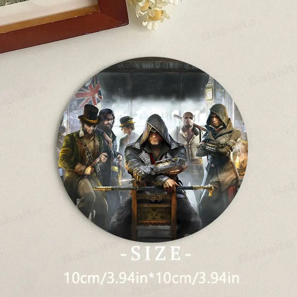 coasters multicolores assassin's creed personnages réalistes table hygiène bois écofriendly moderne domestique