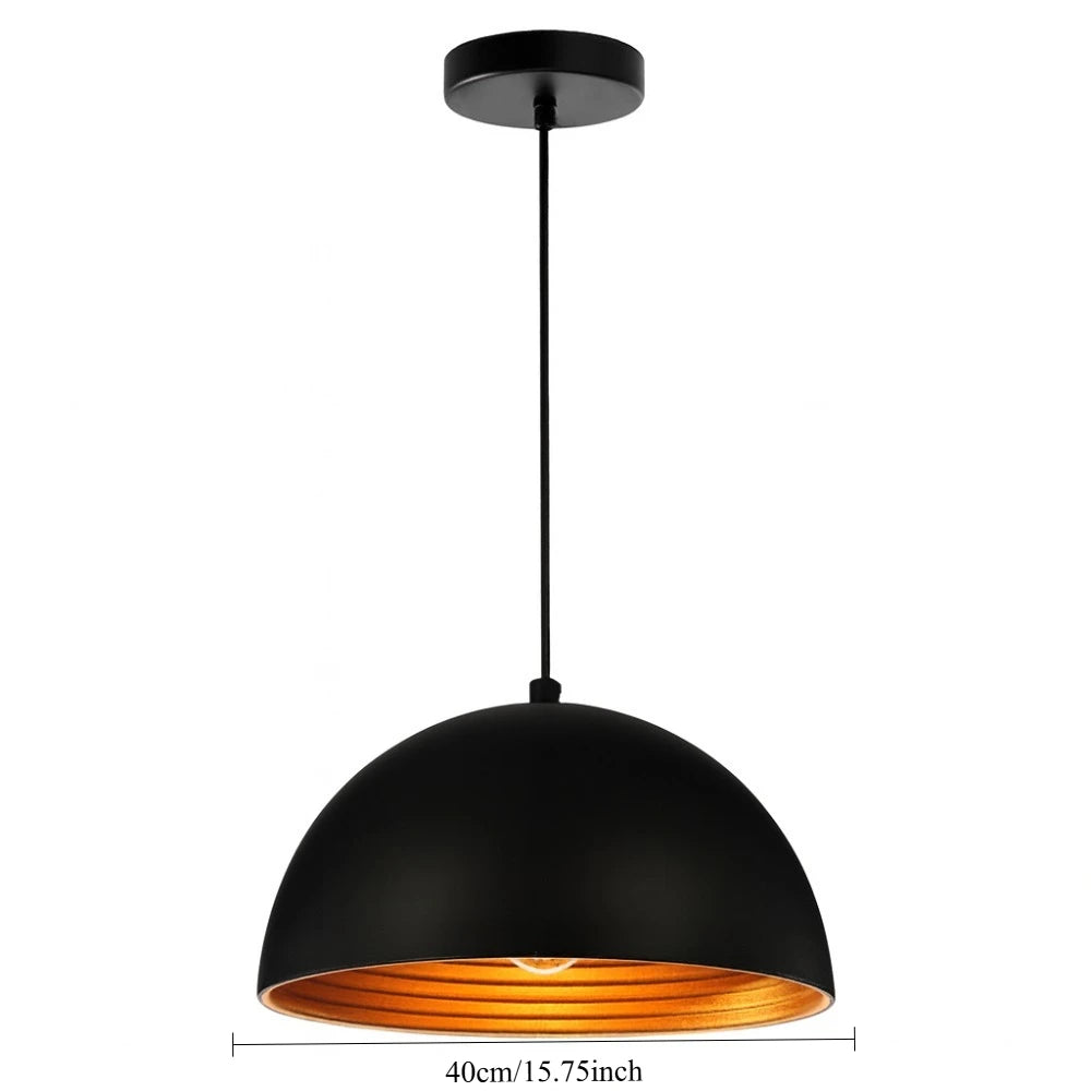 Suspension lumineuse moderne noir or ampoule e27 câble suspendu chambre salon ronde lisse