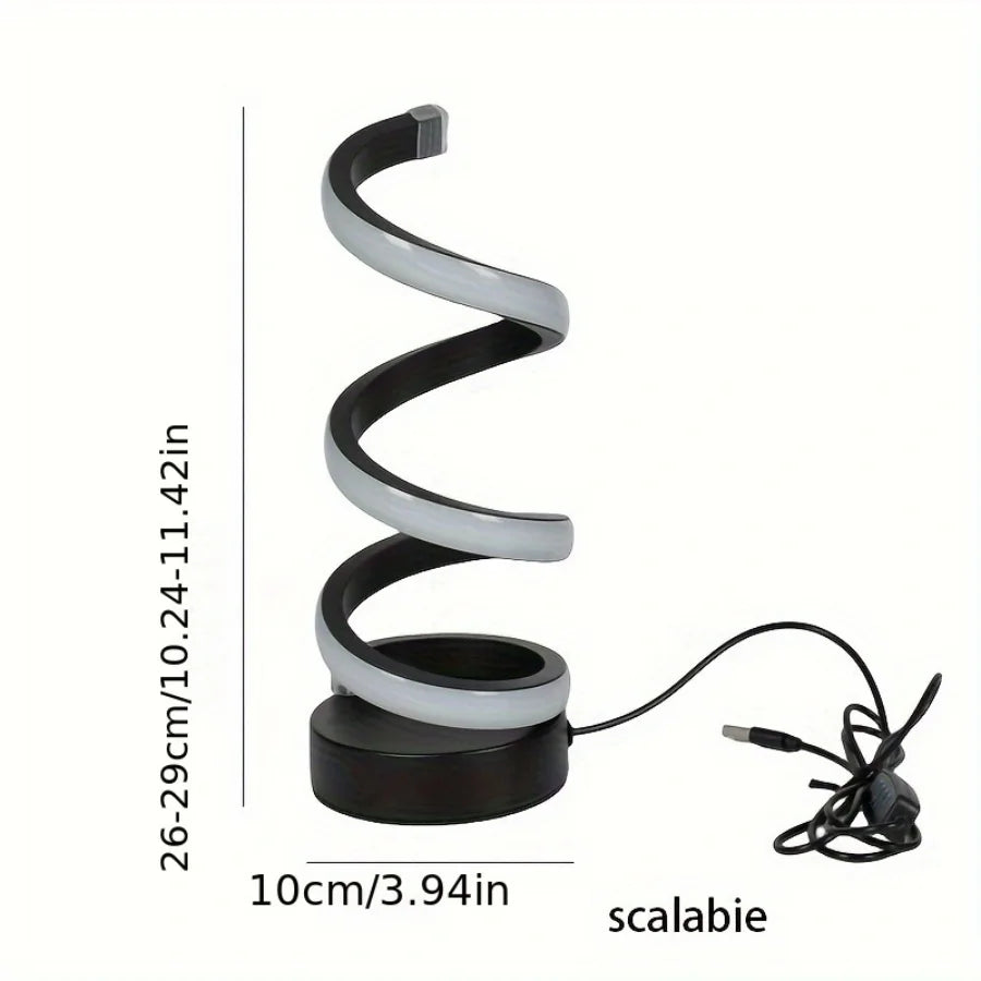 lampe table moderne spirale noir blanc orange réglable chambre salon