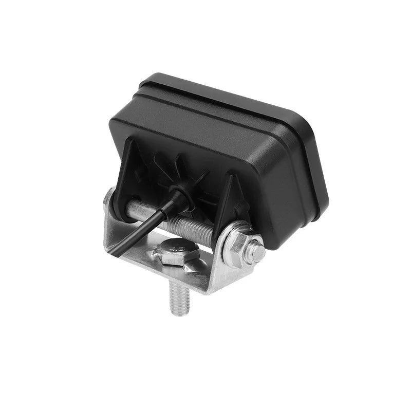 lampe travail moderne robuste noire lentilles jaunes vis fixation câble connecteur orange