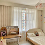 rideaux transparents colorés moderne pompons panneaux fenêtre chambre enfants