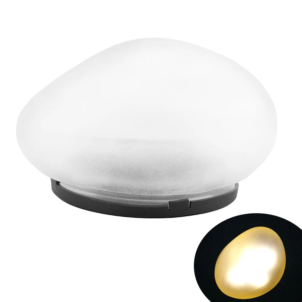 luminaire solaire led pierre imitation jardin decor exterieur blanc rose vert bleu moderne arrondi