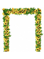 Guirlande fleurs tournesol feuilles vertes décoration extérieure mariage anniversaire baby shower festive naturelle