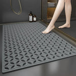 tapis bain douche PVC géométrique texturé moderne ventouses gris bleu minimaliste
