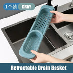 panier drainage rétractable bleu perforé moderne rangement vaisselle gants savon brosse