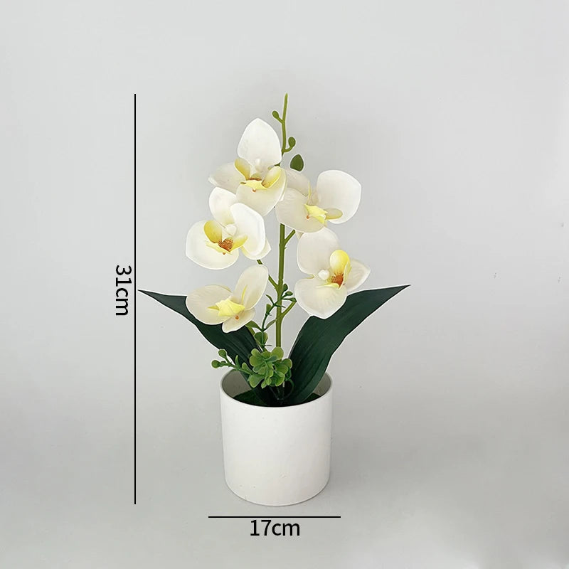 décoration intérieure orchidées artificielles fleurs feuilles synthétiques moderne blanc rose violet jaune