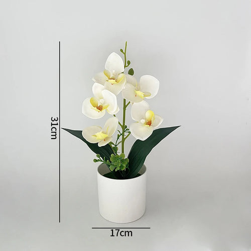 décoration intérieure orchidées artificielles fleurs feuilles synthétiques moderne blanc rose violet jaune