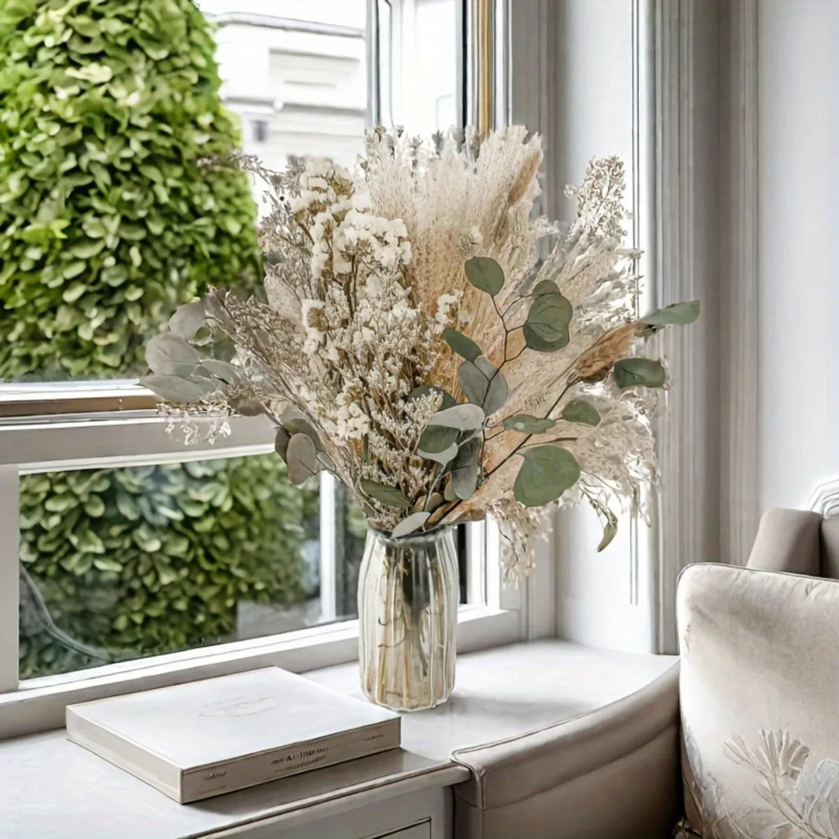 bouquet fleurs séchées pampas mariage décoration intérieure bohème graminées variées