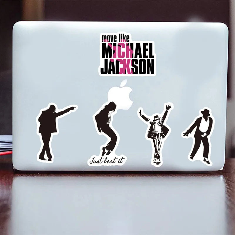 stickers michael jackson noir blanc silhouettes bad thriller adhésifs graphiques illustrés posés collectionné or