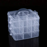 boîte rangement plastique transparente multi compartiments poignée bijoux jouets accessoires maison