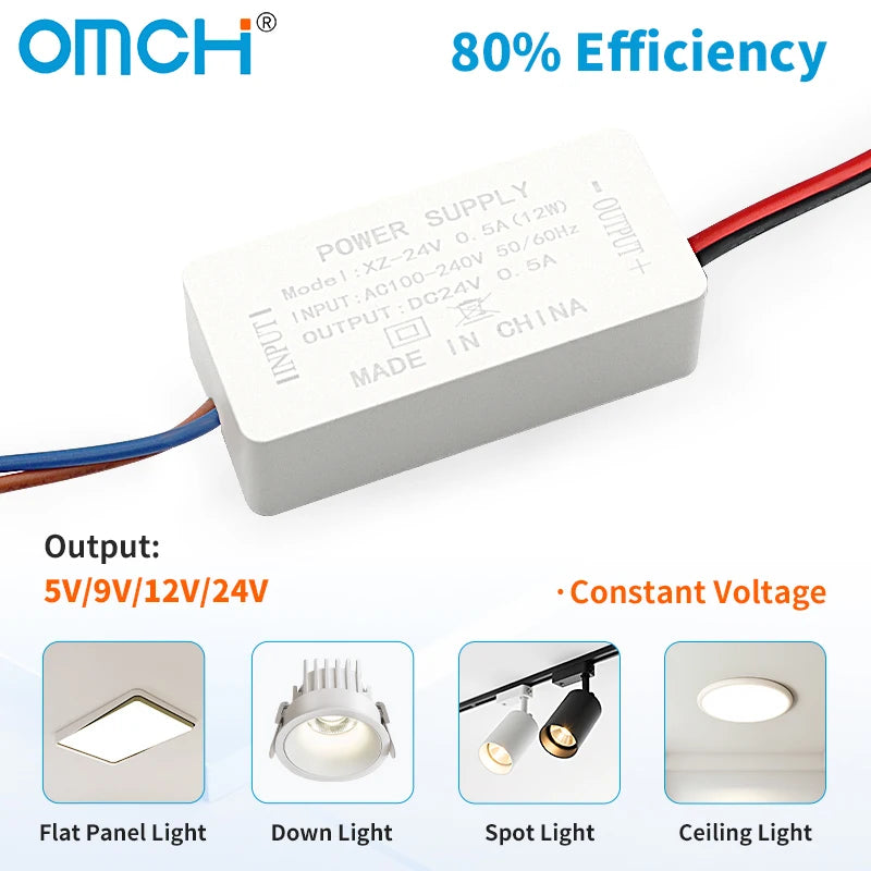 transformateur puissance blanc 5w 12w 24w ac100 240v dc5v 12v câbles couleur moderne compact