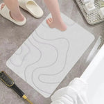 tapis bain antidérapant 40x60cm motifs ondulés gris foncé vert moderne