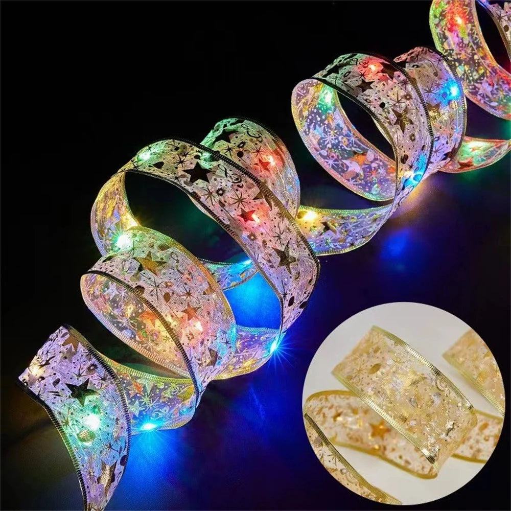 ruban lumineux étoiles motifs floraux blanc doré multicolore adhésif vacances décoration noël nouvel an