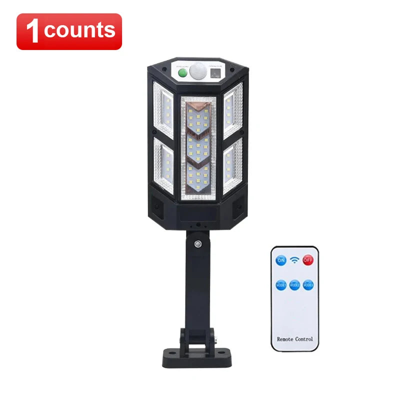 lampe solaire led extérieure moderne noire ip65 étanche télécommande capteur mouvement