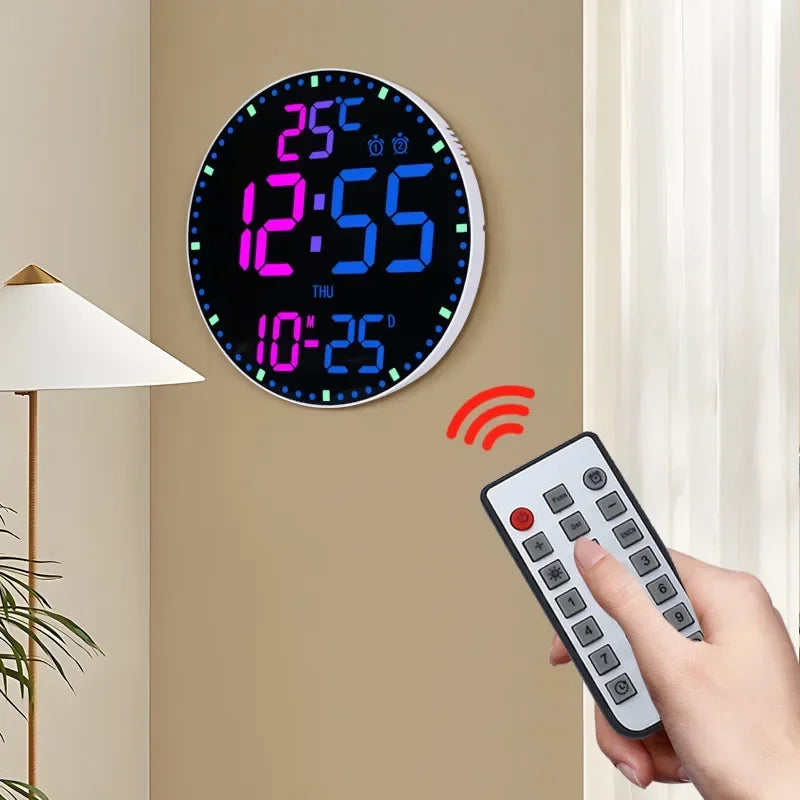 horloge murale numérique moderne horloge sans fil affichage date heure minimaliste decoration plastique led