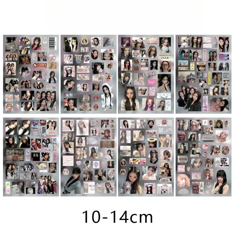 sticker autocollant moderne gris rose blanc personnalisable agenda scrapbooking 10 14cm