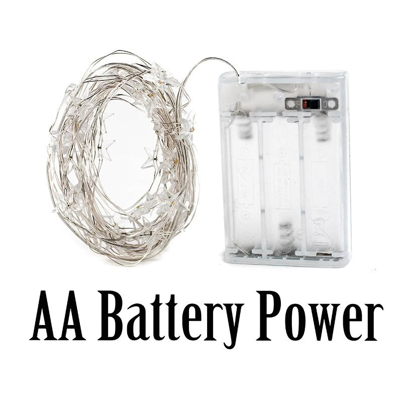 guirlande lumineuse étoiles dorées argentées 6m batterie usb noël moderne