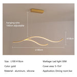 suspension lumineuse moderne or noir ampoules led ondulées 30w 60w remote dimming