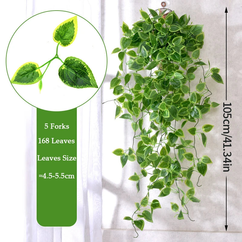 Guirlande végétale artificielle 105cm feuilles ovales vertes brillantes décoration naturelle extérieure intérieure mariage fête