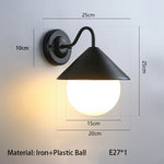 applique murale extérieure led moderne minimaliste noir blanche sphere e27 fixée mur plaque