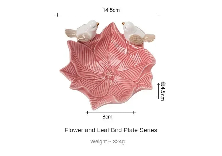 assiettes feuilles oiseaux reliefs cupcakes décoratives naturelles verte rose blanche