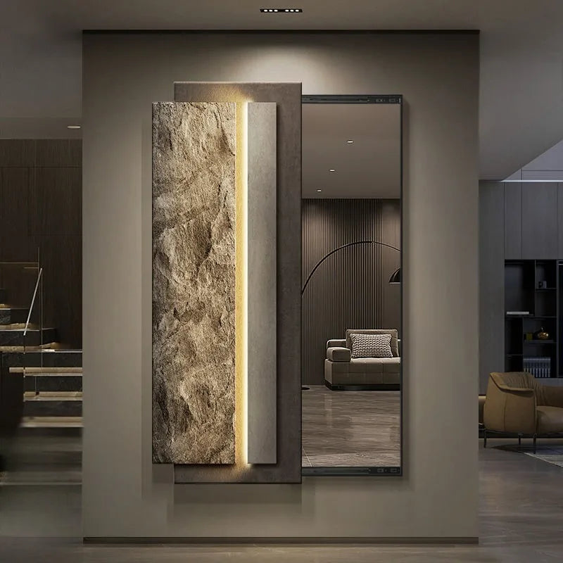 miroir decoratif contemporain gris beige crystal film aluminium alloy living room bedroom