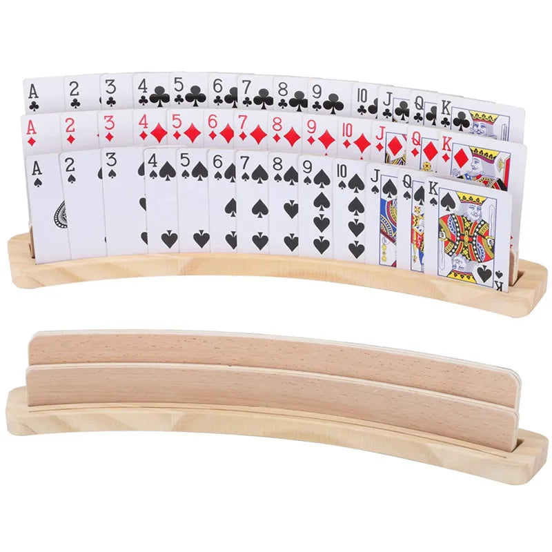 porte cartes bois courbé support cartes jeu bridge canasta rustique traditionnel grain bois texture