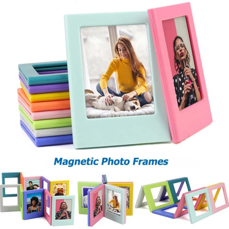 cadres photo magnétiques rose bleu vert jaune gris modernes minimalistes photos instantanées 12 ans