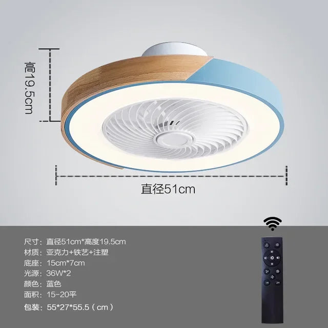 ventilateur bois led gris blanc minimaliste moderne télécommande luminoșité variable certifications sécurité chambre salon