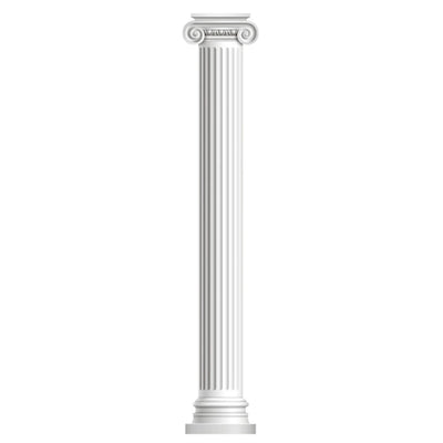 Autocollant mural 3D colonne romaine bleu sur mur blanc