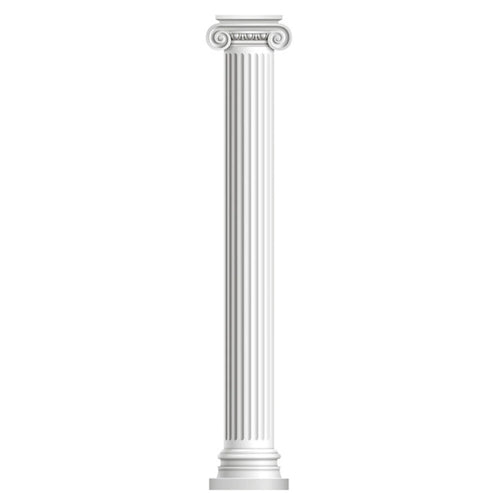 Autocollant mural 3D colonne romaine bleu sur mur blanc
