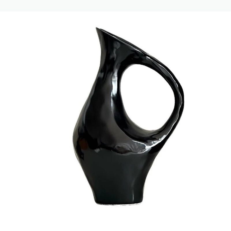vase céramique moderne noir blanc argenté minimaliste sculpture décoration table opaque floral