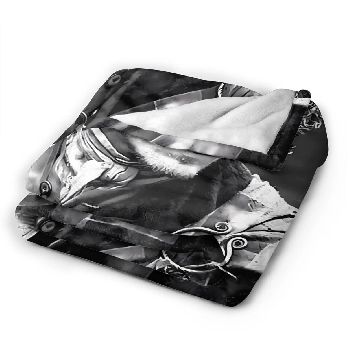 couverture noire blanche personnages détails texturés polyester portable hiver utilisation voyage camping hospitalière moderne