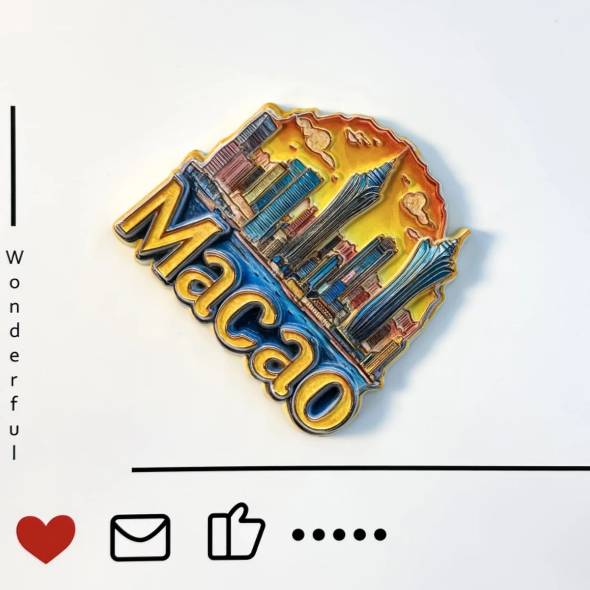 autocollants aimants macao paysage urbain gratte ciels creative 3d iconique batiments multicolores réfrigérateur stickers