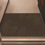 tapis d'entrée moderne rayures vert foncé marron gris antidérapant resistant taches