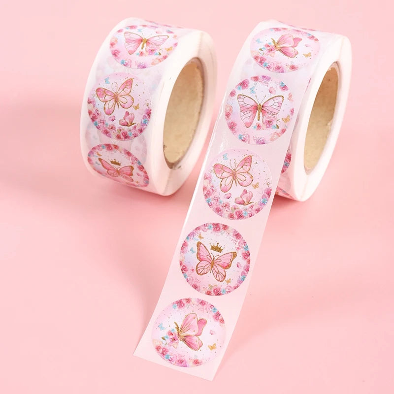 étiquettes autocollantes papillons fleurs strass dorés rose blanc festives mariage